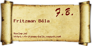 Fritzman Béla névjegykártya